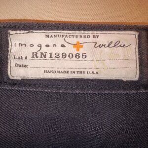 Imogene + Willie Premium Black Denim- Size  31. Made in America!